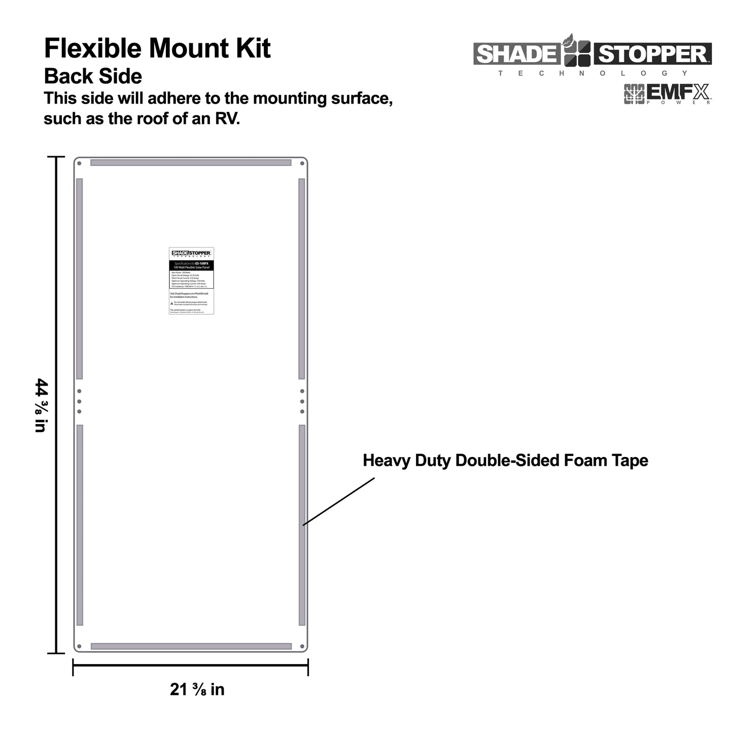 Flexible Mount for 100W Flex Panel (NO fasteners)